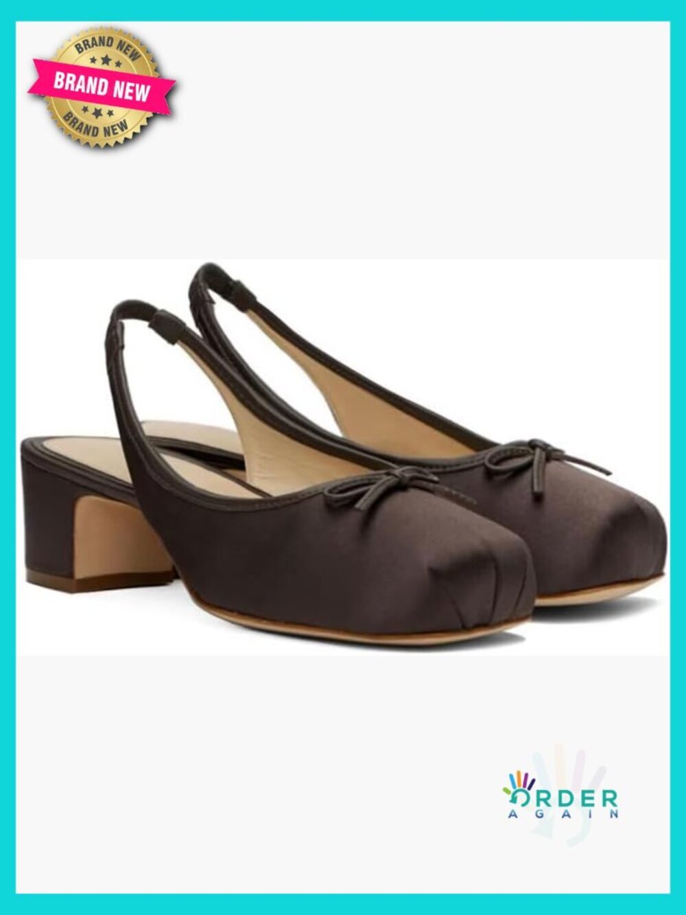 Ruched Satin Slingback Heels with Bow Square Toe Chunky Block Heels Ballet Mary